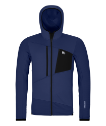 Mikina ORTOVOX Fleece Grid Hoody Men's Blue Nunatak